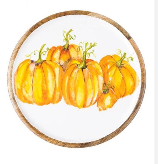 Autumn Mango Pumpkin wood tray by Shoeless Joe