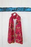 Exotic bird design cotton scarf in red