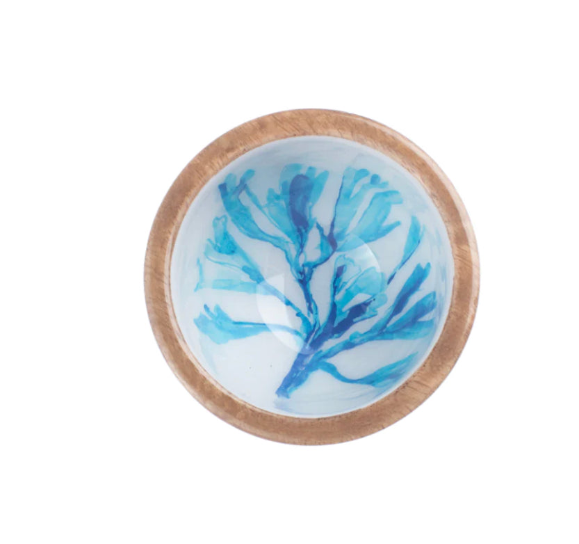 Seaweed design small mango wood nubble bowls - 10 cm