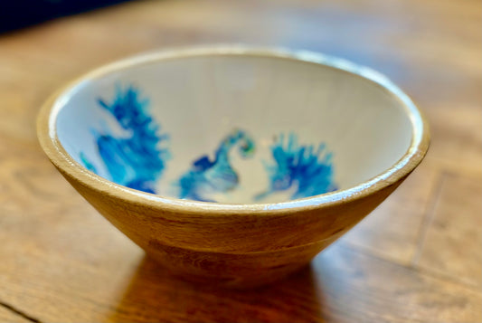 mango wood seahorse design bowl