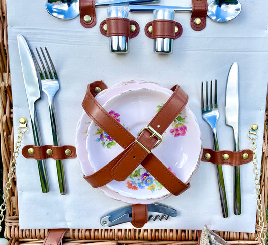 vintage china in picnic hamper