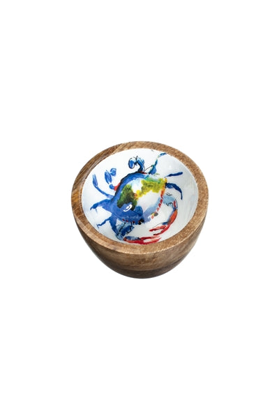 Blue crab design nuts and olive bowls mango wood bowls - 10 cm