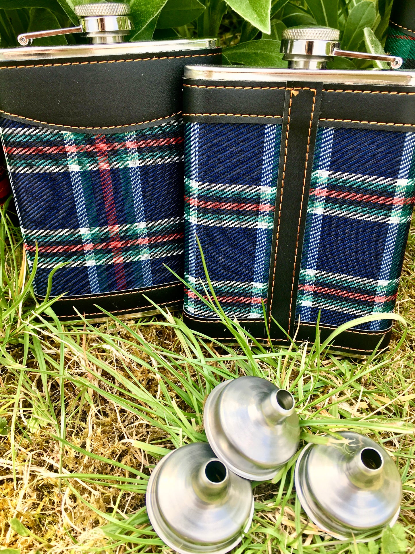 Tartan stainless steel hip flask
