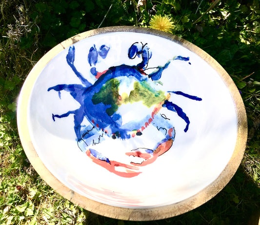 Mango wood Blue Crab wooden bowl -25 cm