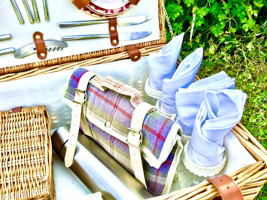 The Scarlett- a Leather trimmed fitted Picnic Hamper for 4 -