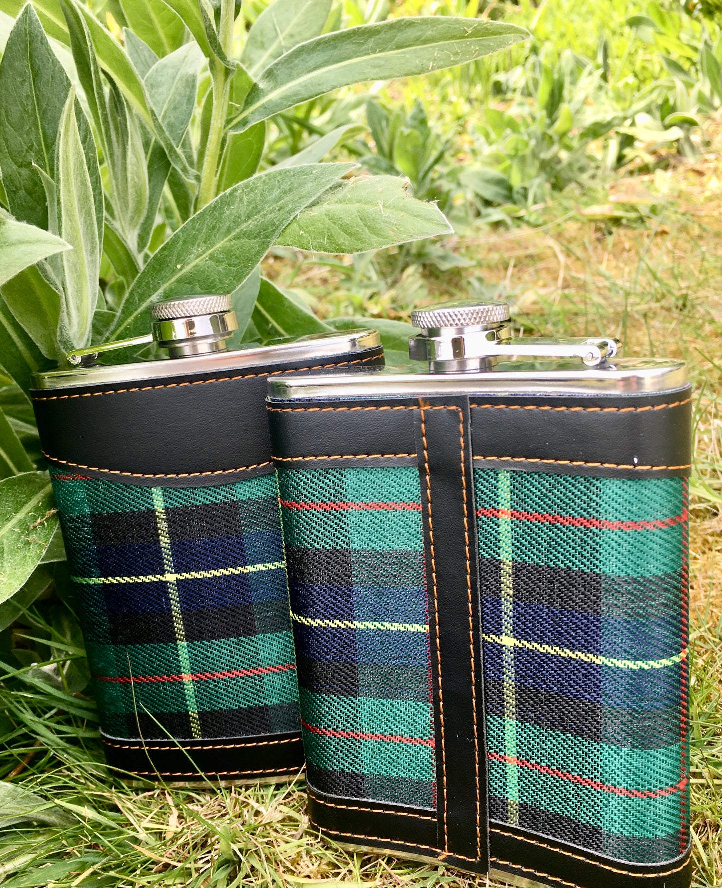 Tartan stainless steel hip flask