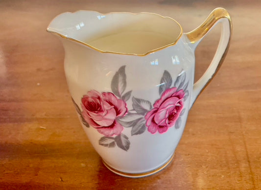Pink posy vintage Bone China milk jug - 1 wick candle in Fig, Lime & Vetiver