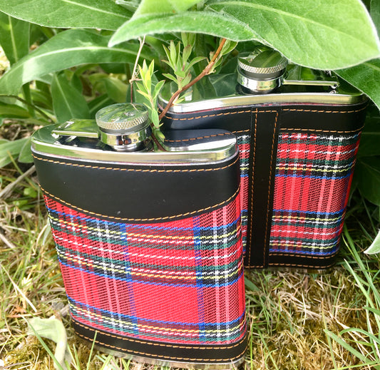 Tartan stainless steel hip flask