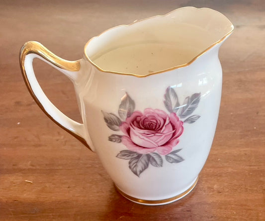 Pink posy vintage Bone China milk jug - 1 wick candle in Fig, Lime & Vetiver