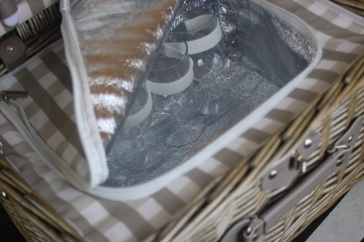 picnic hamper with glasses