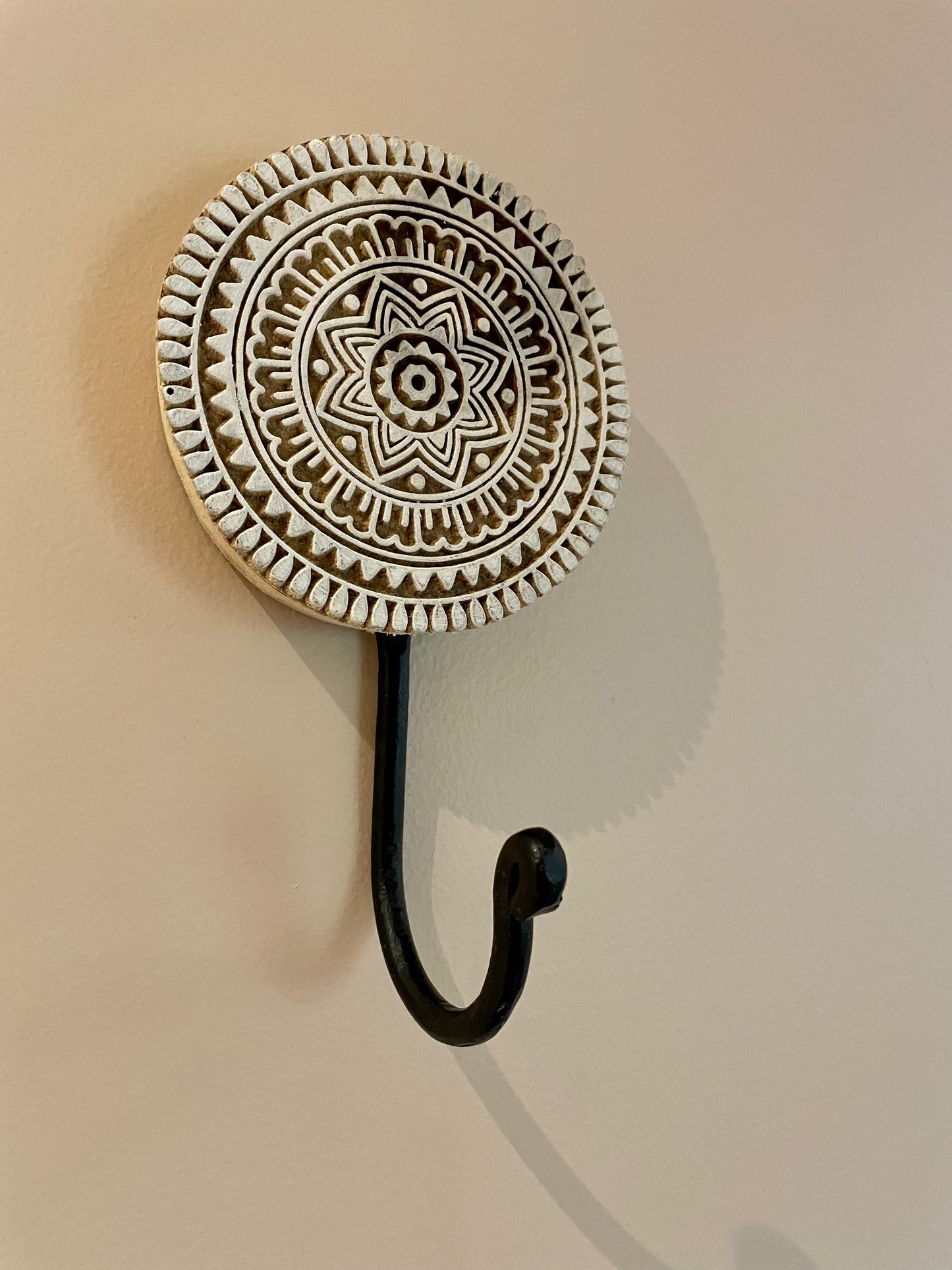 indian printing block wooden hooks