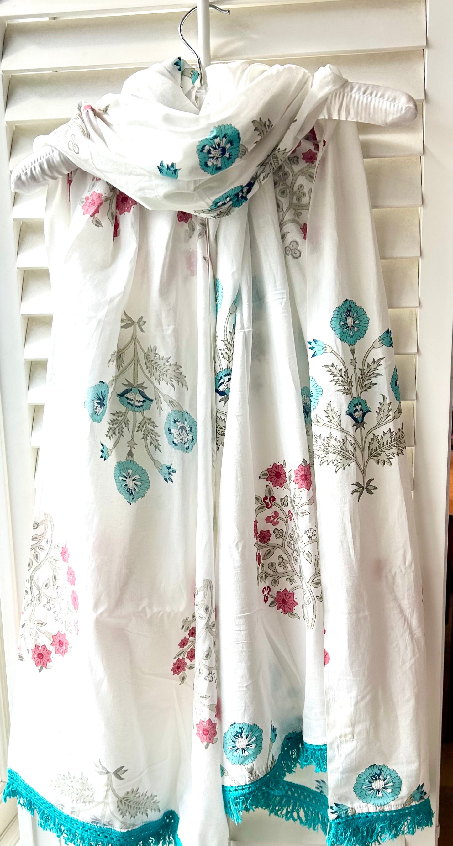 Floral Blue and Pink block print sarong