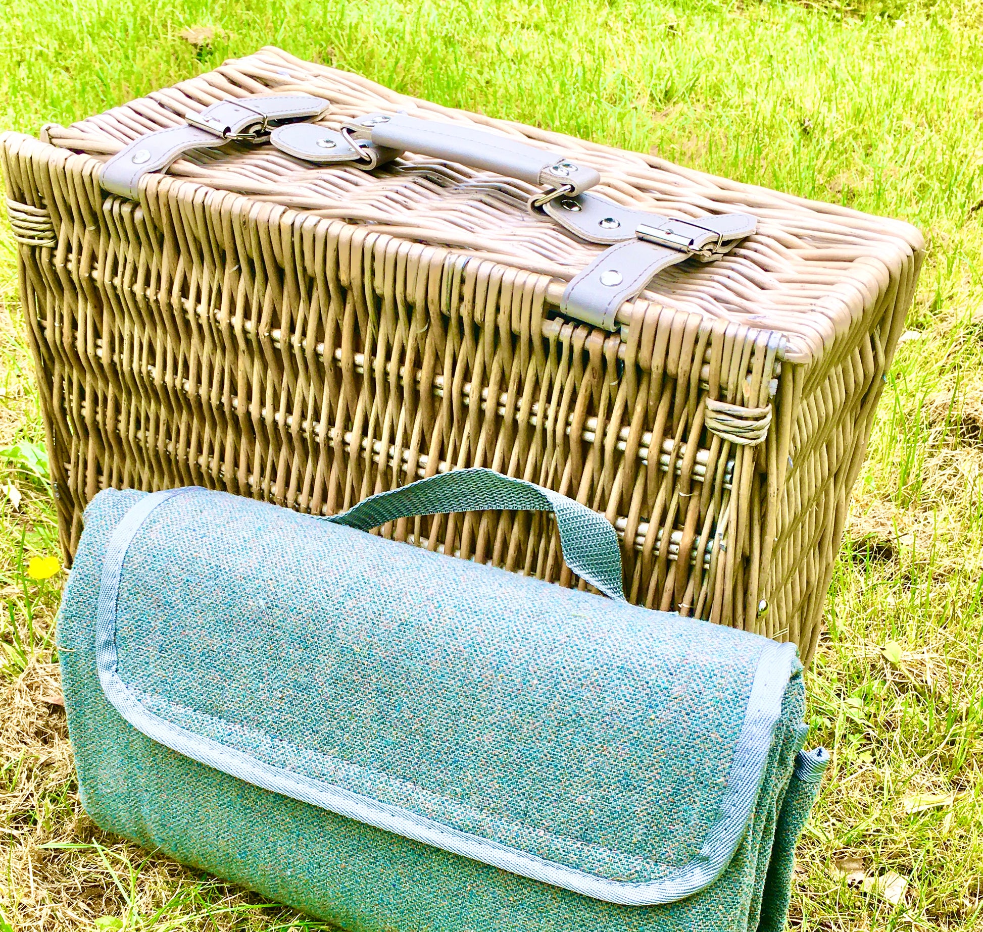 picnic hamper and rug