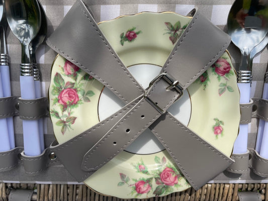vintage china in picnic hamper