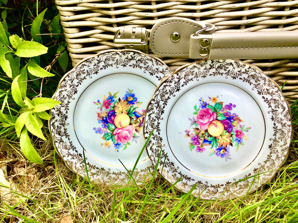 gilded vintage tea plates