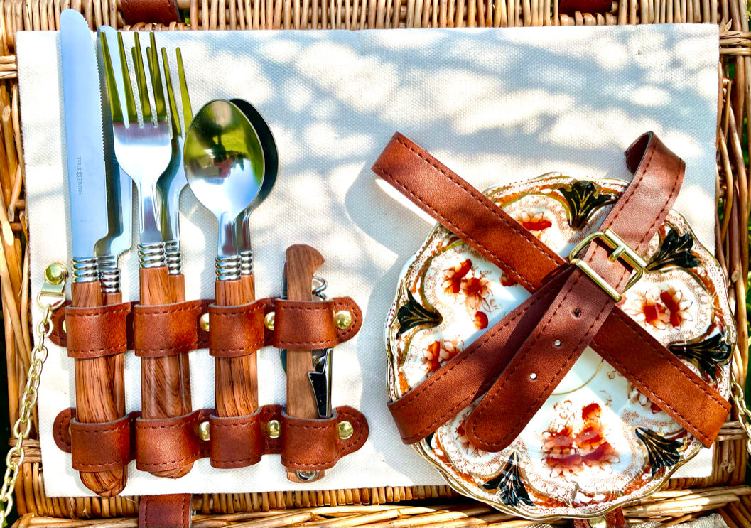 vintage china in picnic hamper