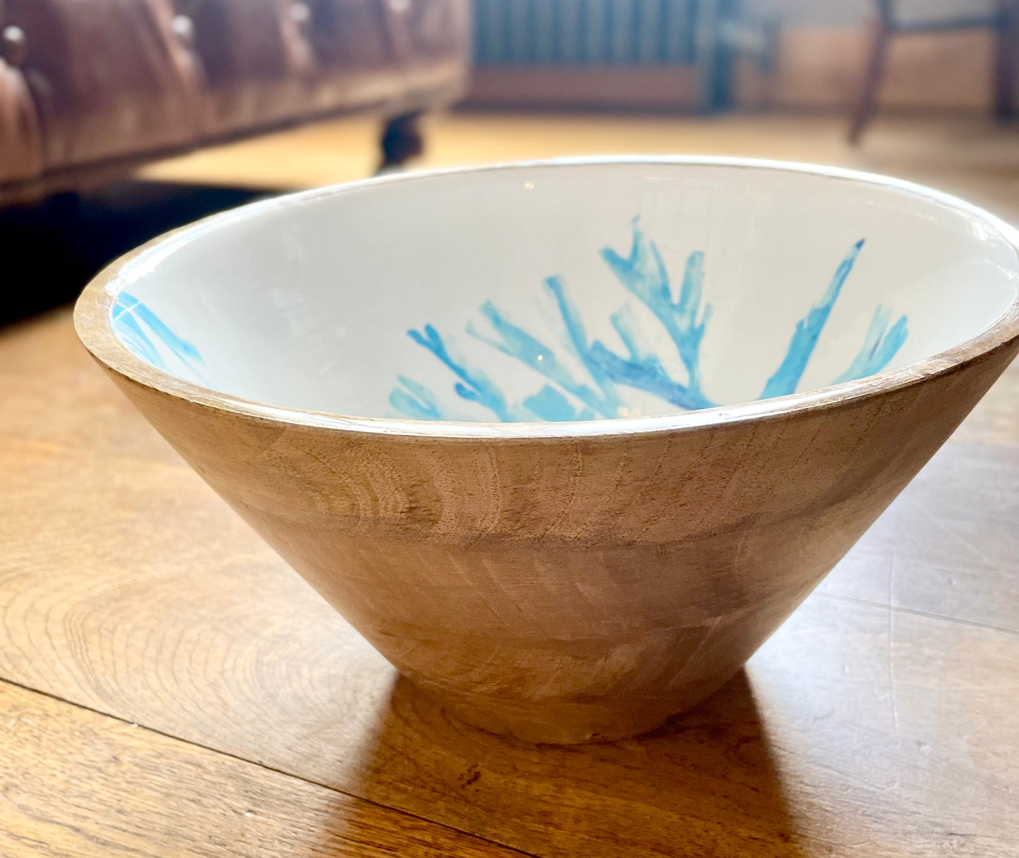 Mango wood  seaweed design bowl