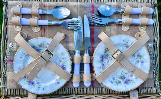 vintage tea plates in picnic set