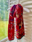Red exotic bird ladies Indian printed cotton scarf 180x50cm