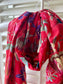 Red exotic bird ladies Indian printed cotton scarf 180x50cm