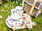 vintage china trios in picnic set
