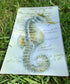 Vintage decoupage glass plate - Seahorse