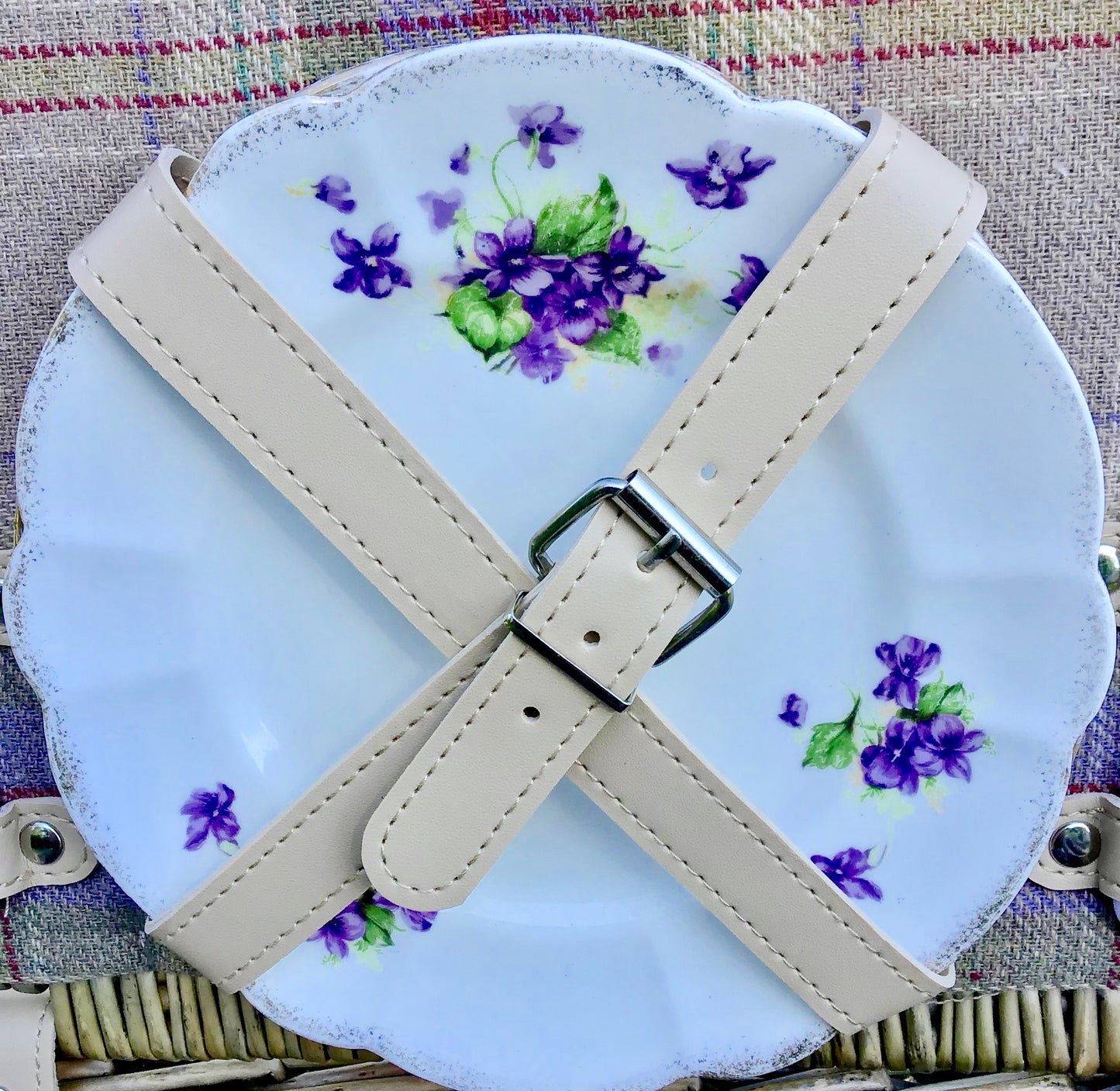 vintage violets tea plates