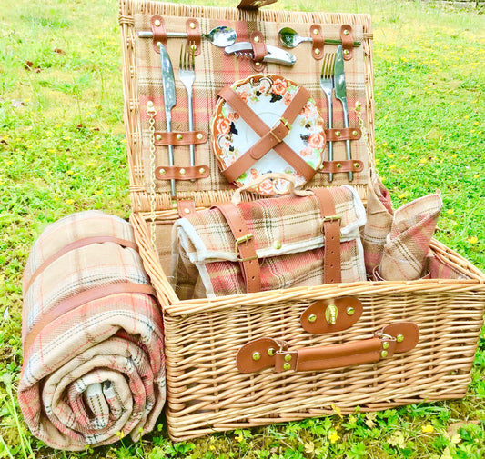 The York  autumn tweed leather trimmed  picnic hamper for 2