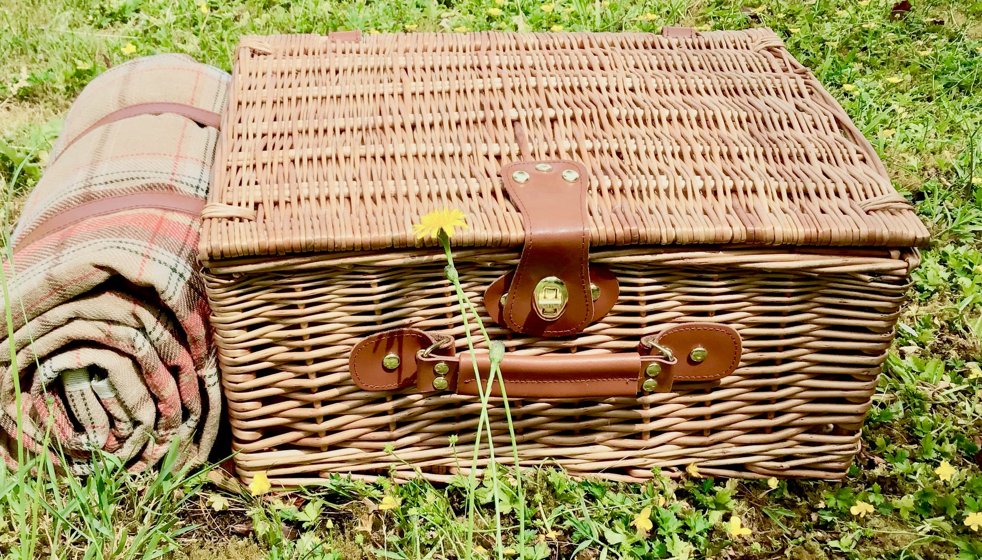 leather trimmed picnic hamper