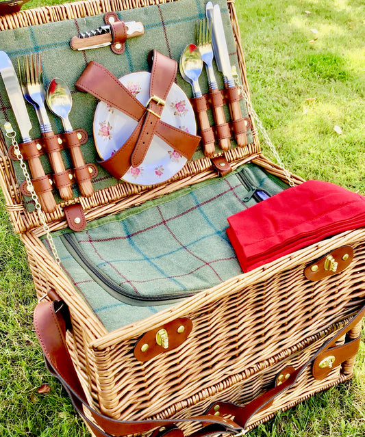 The Mayfair trunk willow picnic hamper  for 2 with shoulder strap