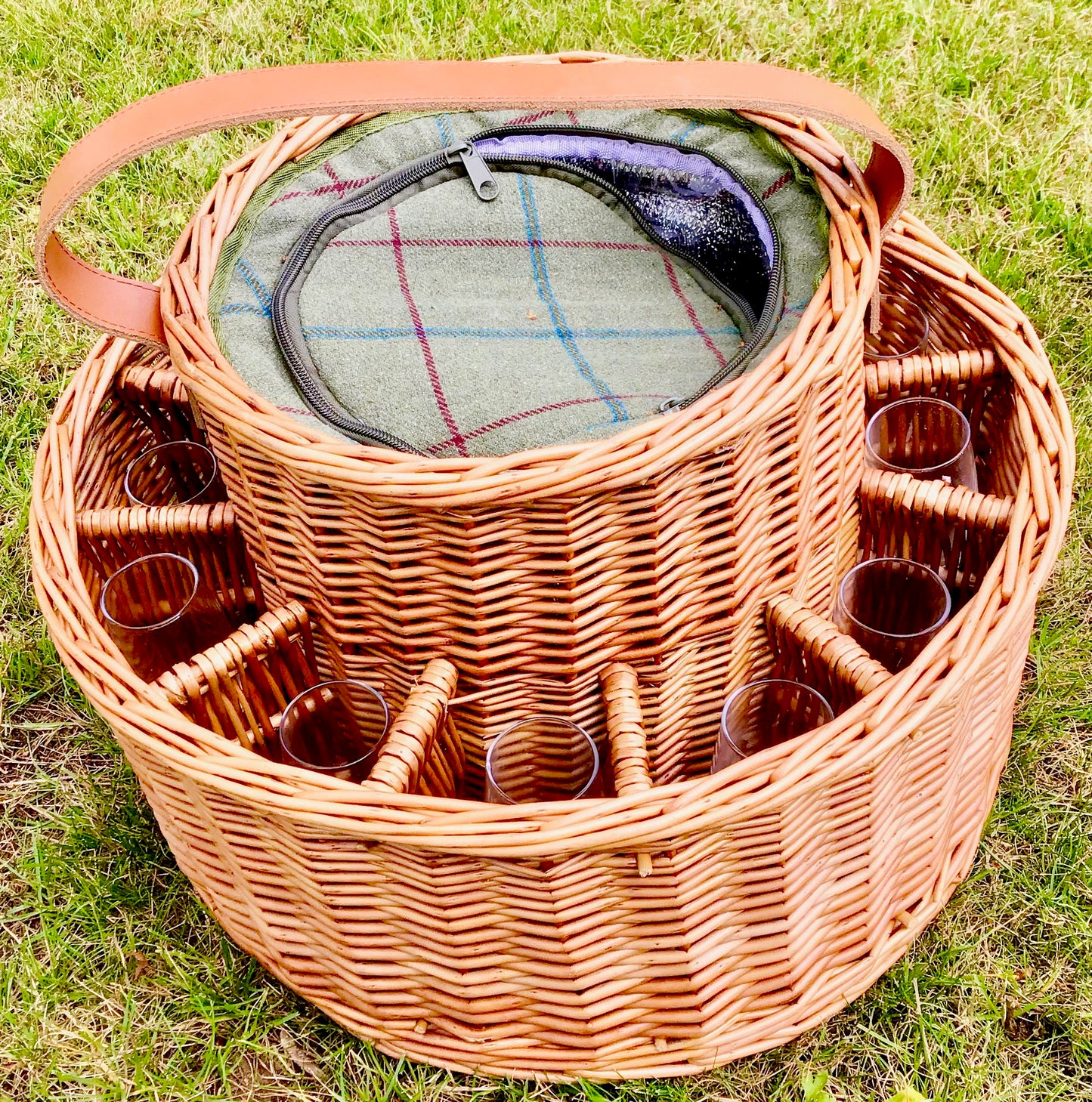 Green tweed chiller Garden Party Basket