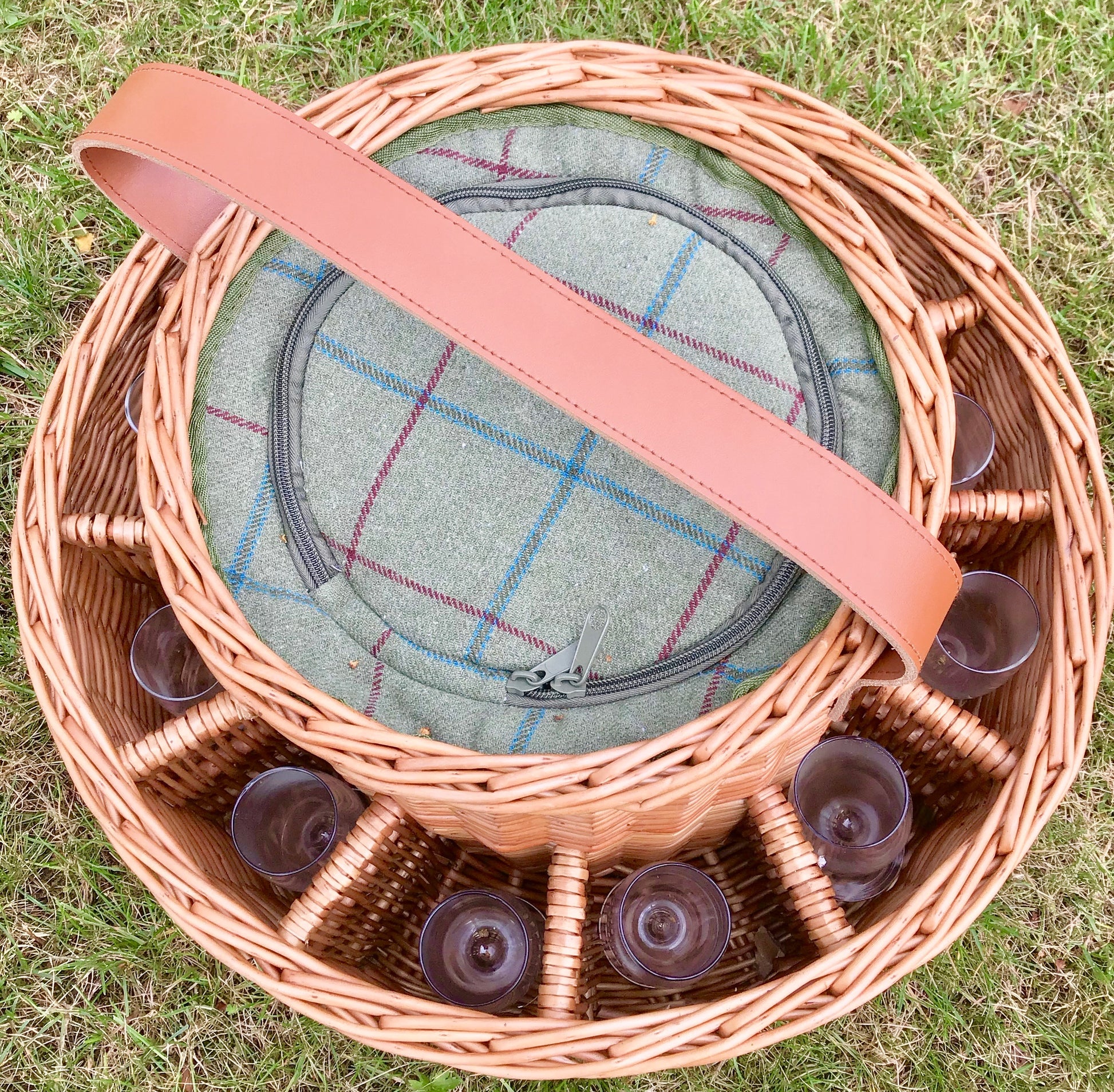 leather trimmed garden party basket