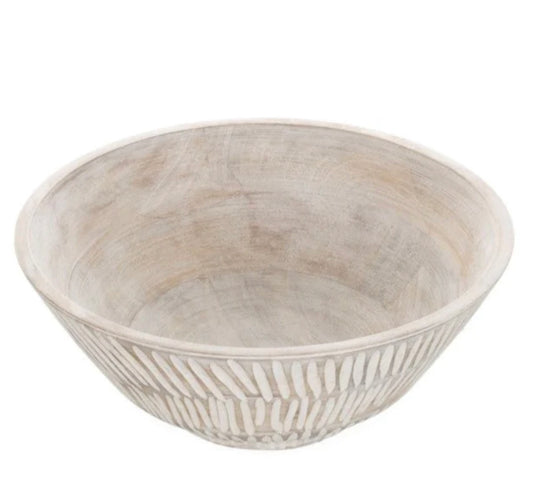 Bleached mango wood serving bowl