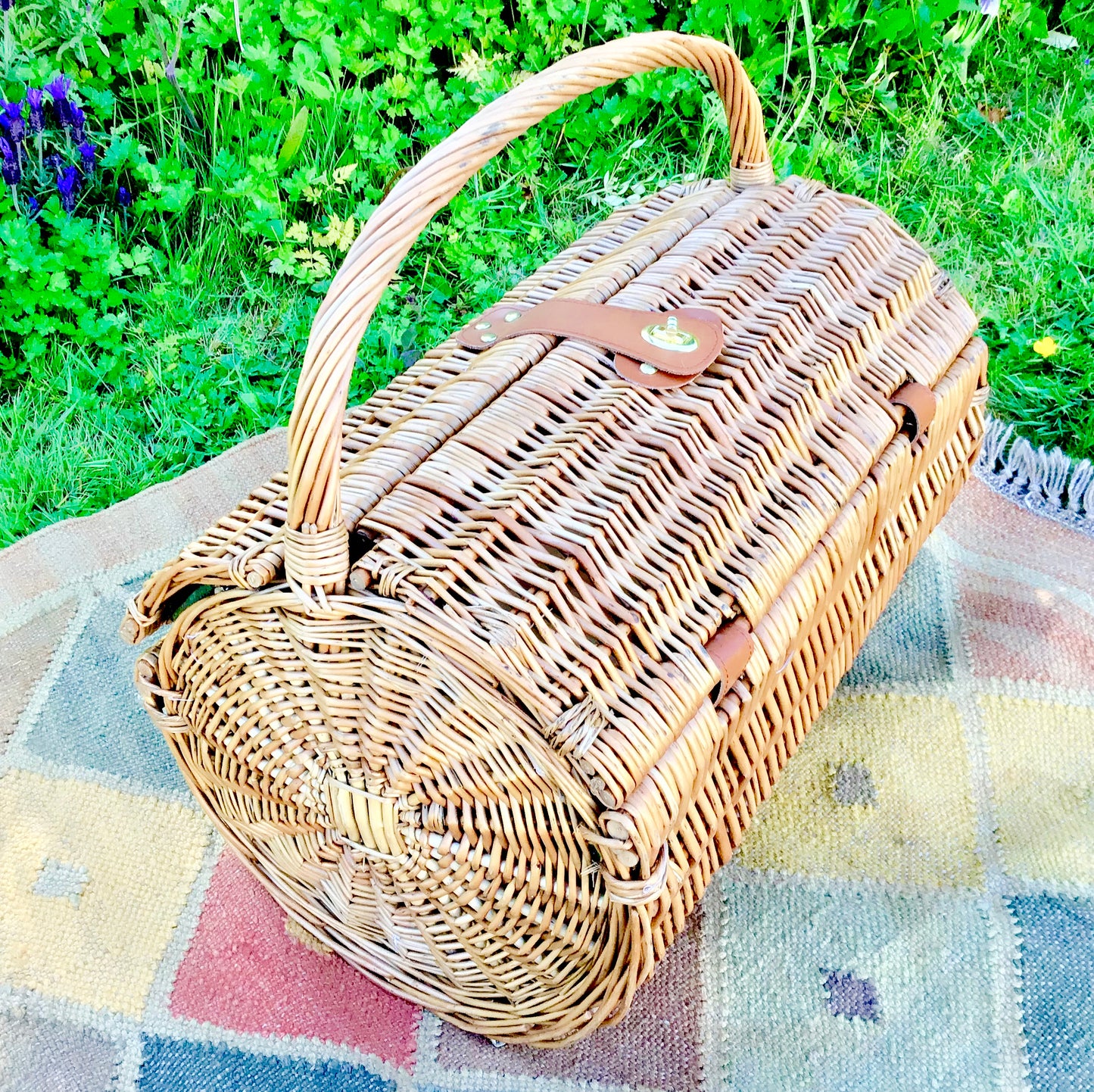 The Boston  - a barrel shaped  leather trimmed  picnic hamper for 2